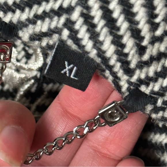 Black/White Guess Herring Bone Tweed Pea Coat Sz XL - Picture 2 of 6